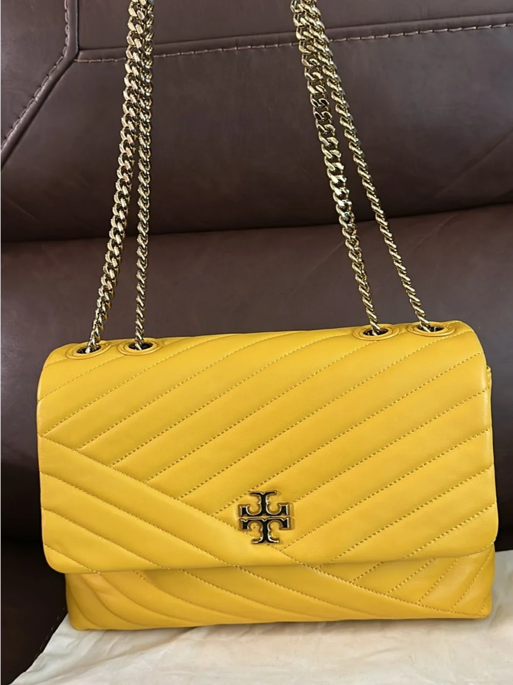 Tory Burch Kira Chevron Convertible Shoulder Bag in quilted leather.